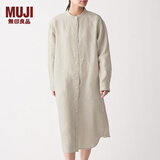 无印良品 MUJI 女式 法国亚麻水洗 立领连衣裙 BCL05C0S 原色 L