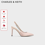 CHARLES&KEITH质感链条尖头高跟凉鞋子女鞋生日礼物女送女友CK1-60280377 Beige米色 38 (245)