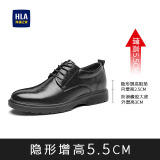 海澜之家（HLA）男鞋2025新款时髦商务百搭皮鞋正装英伦风德比鞋男士皮鞋 黑色-增高(HAAPXM4CBH392AB) 42 （偏大一码，拍小一码）