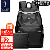 高尔夫（GOLF）可折叠双肩包防泼水男女大容量14英寸学生电脑书包便携户外背包男 黑色/款式2
