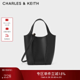 CHARLES&KEITH柔软手提包斜挎菜篮子包水桶包包女包生日礼物CK2-51220011 Black黑色 S