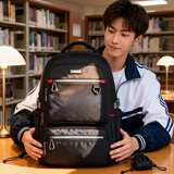 Edison高中生书包大容量初中大学生反光双肩包旅行背包 K052-6G黑色