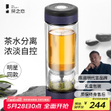茶之恋茶杯茶水分离男女士红茶绿茶杯便携过滤双层玻璃杯高档生日礼物 藏蓝色360ml