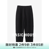 Basic House/百家好加厚加绒休闲裤女秋冬香蕉裤奶奶裤保暖百搭宽松显瘦新款 黑色 S 80-100斤