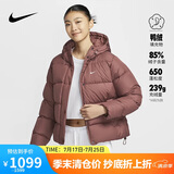耐克NIKE女羽绒服短款保暖NSW TF DWNFL秋冬外套FZ5929-218红褐S