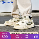 FILAFUSION斐乐潮牌男鞋BANK II专业滑板鞋冬新款运动鞋板鞋 古白色/潮汐棕-AT 42