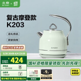 北鼎（Buydeem）电热水壶 家用烧水壶热水壶 304不锈钢烧水器 精铸铝合金把手 小型控温电水壶煮水壶 1.2L 【浅衫绿】K203|精准控温