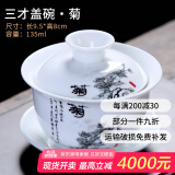 祥业梅兰竹菊三才碗盖碗家用功夫茶具套装礼盒装泡茶碗敬茶壶公司送礼 菊盖碗