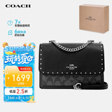 蔻驰（COACH）【品牌直供】女士小号黑色PVC配皮斜挎小方包