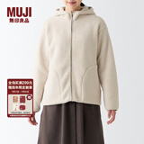 无印良品 MUJI 女式 长毛抓绒连帽衫 BBJ21A2A 柔软外套短款外套 浅米色 M
