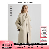 VEGA CHANG毛呢大衣女中长款2024冬新款爱心扣高级感外套 燕麦色 S