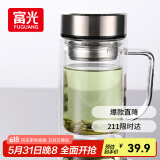 富光双层玻璃杯支持团购定制泡茶杯办公杯带把 大容量男女水杯子580ML
