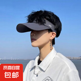 遮阳帽男防晒帽男士帽子男款夏季户外空顶帽太阳帽夏钓鱼运动跑步 UV冰丝 大帽檐-黑色 均码