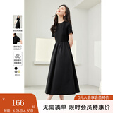 梵希蔓简约通勤黑色短袖连衣裙女2025年夏季新款收腰显瘦小黑裙子 M6986 黑色 M