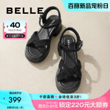 百丽（Belle）满钻条带繁星休闲凉鞋女商场款厚底凉鞋A9S2DBL4 黑色 34 (220mm)