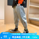 左西男童运动裤儿童户外裤子2025新款秋装卫裤中大童休闲童装 灰色160