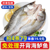 一虾一世界 三去开背海鲈鱼/河鲈鱼（去鳞去腮去内脏）新鲜冷冻 年货年夜饭 海鲈400-450g/条【拍4件划算】