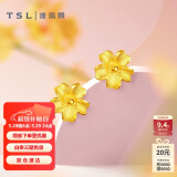 谢瑞麟（TSL）黄金耳钉磨砂朱槿花朵足金耳饰YM352 约0.75g生日礼物