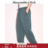 ABERCROMBIE & FITCH男装24春秋款抓绒美式复古baggy风直筒运动卫裤长裤KI134-4063 海军蓝 L (180/86A)
