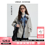 VEGA CHANG【绵羊毛+羊驼毛】双面呢女2025新款高级感双面穿外套 北欧蓝格纹 M