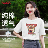 班尼路（Baleno）100%纯棉宽松款短袖T恤女2025年夏季休闲时尚百搭学院风穿搭上衣