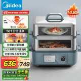 美的（Midea）锁嫩舱3.0家用电蒸锅智能烹饪多功能锅可视分区一锅多用不锈钢蒸炖锅锁嫩舱多用途锅MZ-ZGS352202
