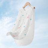 优萌宝宝睡袋纯棉纱布无袖背心新生儿童防踢被婴儿薄款空调房四季通用 4层棉纱【小鹿妹妹】 XL码（2~6岁可用，身高100cm）