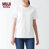 无印良品（MUJI）女式 双罗纹编织 圆领短袖T恤 上衣打底衫女款内搭 白色 BBA9CC4S M 160/84A