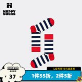 Happy Socks春夏款袜子女男袜多巴胺户外运动波点黑色棉袜中筒袜 白色条纹 1双 M 36-40