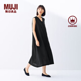 无印良品（MUJI）女式 棉 汉麻 无袖连衣裙女装裙子夏季 连身裙长裙 BCD91C5S 黑色 L （165/88A）