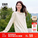 森马梅花系列长袖T恤女中长款印花春秋oversize上衣109524101001