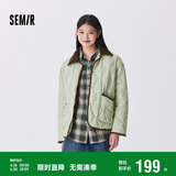 森马（Semir）羽绒服女中长款轻薄拼接灯芯绒翻领2024冬季三防外套109724113004