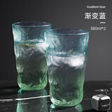 炊大皇冰川纹玻璃杯时尚潮流ins风果汁杯酒杯水杯380ML两只装渐变蓝
