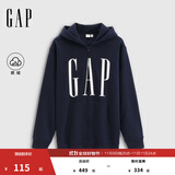 GAP男女装2025秋季新款logo印花抓绒宽松运动连帽衫卫衣786920 海军蓝 M (170/92A) 亚洲尺码