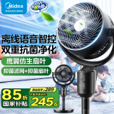 美的（Midea）电风扇 空气循环扇家用立式遥控落地扇涡轮换气扇循环对流3D摇头电扇轻音低噪大风力节能风扇 GAI24PA【离线语音 双重抗菌】