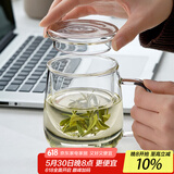 忆壶茶（YIHUTEA）泡茶杯茶水分离玻璃杯办公室家用水杯男士茶杯玻璃高硼硅绿茶杯子 【玻璃盖】500ML加厚君子杯