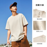 安踏（ANTA）【快干棉】T恤男女同款2025夏季情侣吸湿排汗LOGO宽松休闲短袖t恤 【小logo】奶酪卡其8125-2 XL /男180 女175