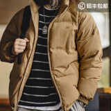 马登工装 美式休闲白鸭绒羽绒服户外防风面包服保暖外套男冬新年战袍 卡其色 L