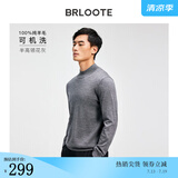 巴鲁特【可机洗】100%纯羊毛衫男士秋冬款修身打底针织衫保暖毛衣 花灰-半高 3XL （190/108A）