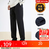 安踏（ANTA）男裤休闲运动裤卫裤男2025夏深色跑步针织长裤慢跑卫裤子潮裤 【加绒平口】黑色7305N-1 XL /180