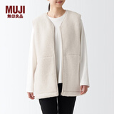 无印良品 MUJI 女式 弹力长毛抓绒 背心 BBJ16A1A 摇粒绒 浅米色 女式 XS-S