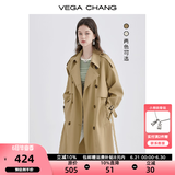 VEGA CHANG风衣女中长款2025春秋季新款韩版收腰经典时尚外套ins潮 鹭茶色 S