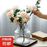 欧式冰川纹玻璃ins 风花瓶客厅摆件鲜花干花插花水养水培透明花器 透明冰川花瓶（20*12*8) 2个装