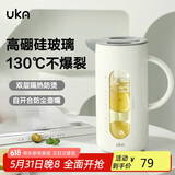 UKA冷水壶高硼硅玻璃凉白开水壶杯耐高温防烫家用大容量 白色