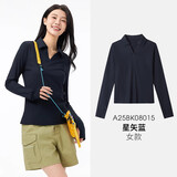 骆驼（CAMEL）【UPF1000+】户外速干POLO女打底衫春长袖V领凉感透气防晒T恤  L