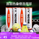威克多（VICTOR）羽毛球胜利尼龙球耐打塑料防风训练球飞行稳定1桶6只装羽毛球 1筒 NS-2000 白色 6只 中速