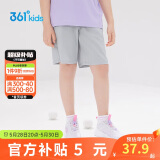 361°儿童短裤夏季男女童3-12岁透气运动裤梭织五分裤 灰 160