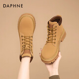 达芙妮官方马丁靴女加绒加厚冬季2025年爆款百搭复古短靴子女靴大黄靴女 复古黄 35