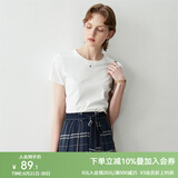 颜域简约纯色短袖T恤女夏装新款时尚气质ol通勤直筒显瘦上衣 白色 XL