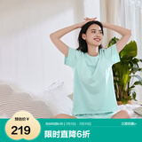 全棉时代睡衣女短袖短裤情侣家居服套装针织平纹 冰水绿XL